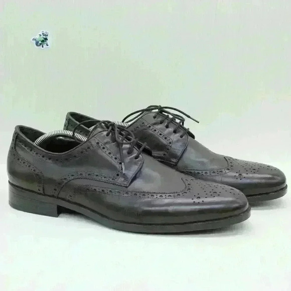 Saks Fifth Avenue Mens Brown Leather Oxford Wingtip Brogue Dress Shoe Sz US 11.5 - Picture 2 of 10